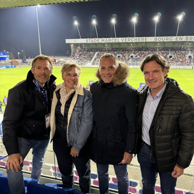 Fabien Lefèvre, Cécile Locatelli, staff U23 avec Stéphane Saillant et Laurent Bonadei de l'équipe A (photo X Laurent Bonadei)