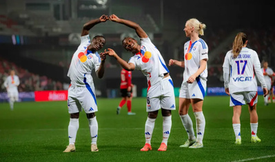 les Lyonnaises ont aussi fait le spectacle pour célébrer leurs buts (photo OL.fr)